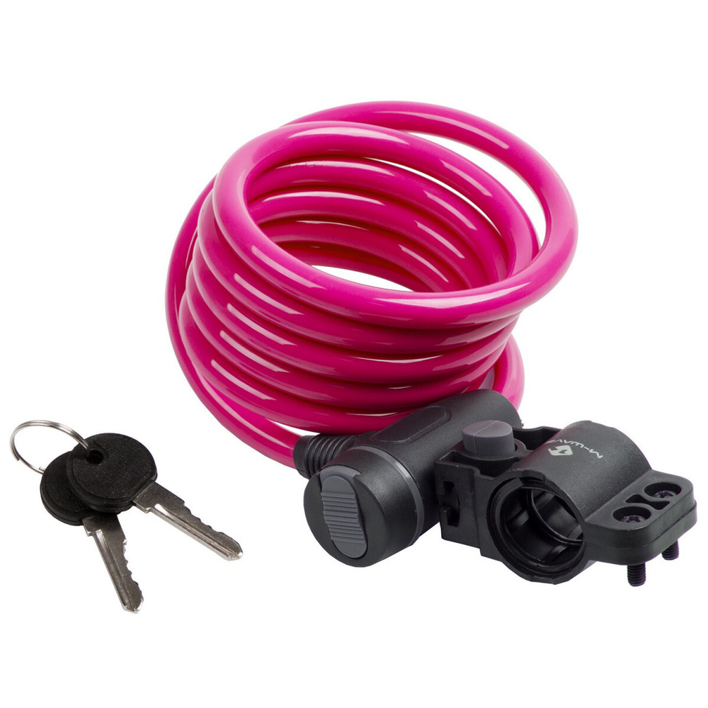 Замок велосипедный M-WAVE S 10.18 тросовый, 10х1800мм, розовый #1