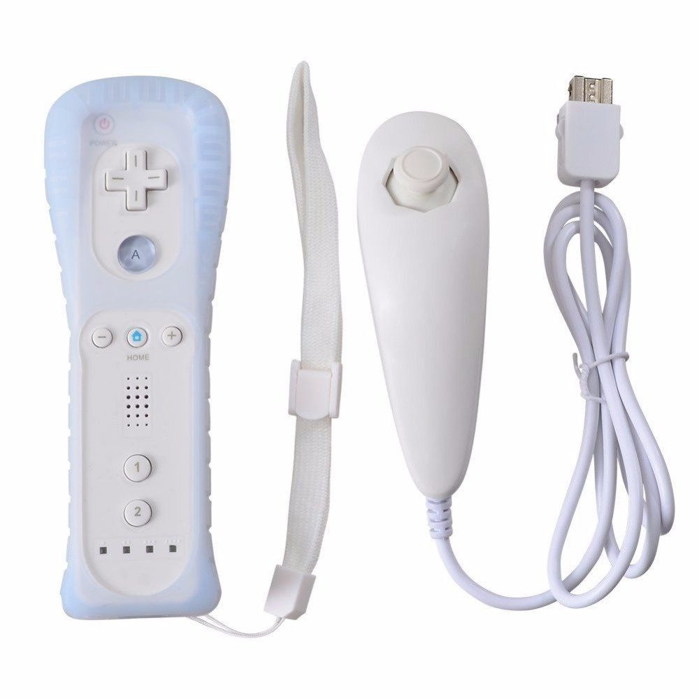 Геймпад Wii Remote + Wii Nunchuk + накладка, белый