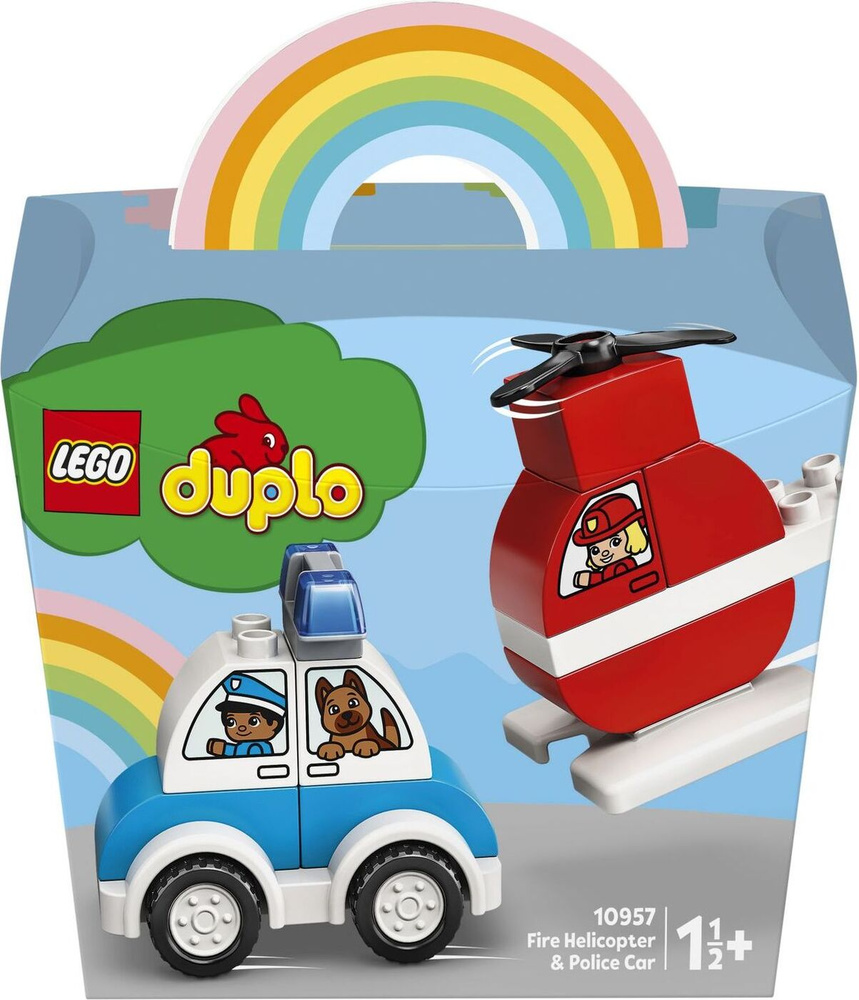 Конструктор LEGO DUPLO My first Пожарный вертолет и полицейский автомобиль,  13 деталей, 1.5+, 10957 - купить с доставкой по выгодным ценам в  интернет-магазине OZON (216987540)