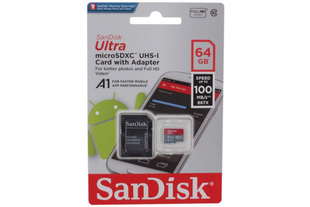 Карта памяти microsd sandisk ultra 64gb uhs i sdsqua4 064g gn6mn