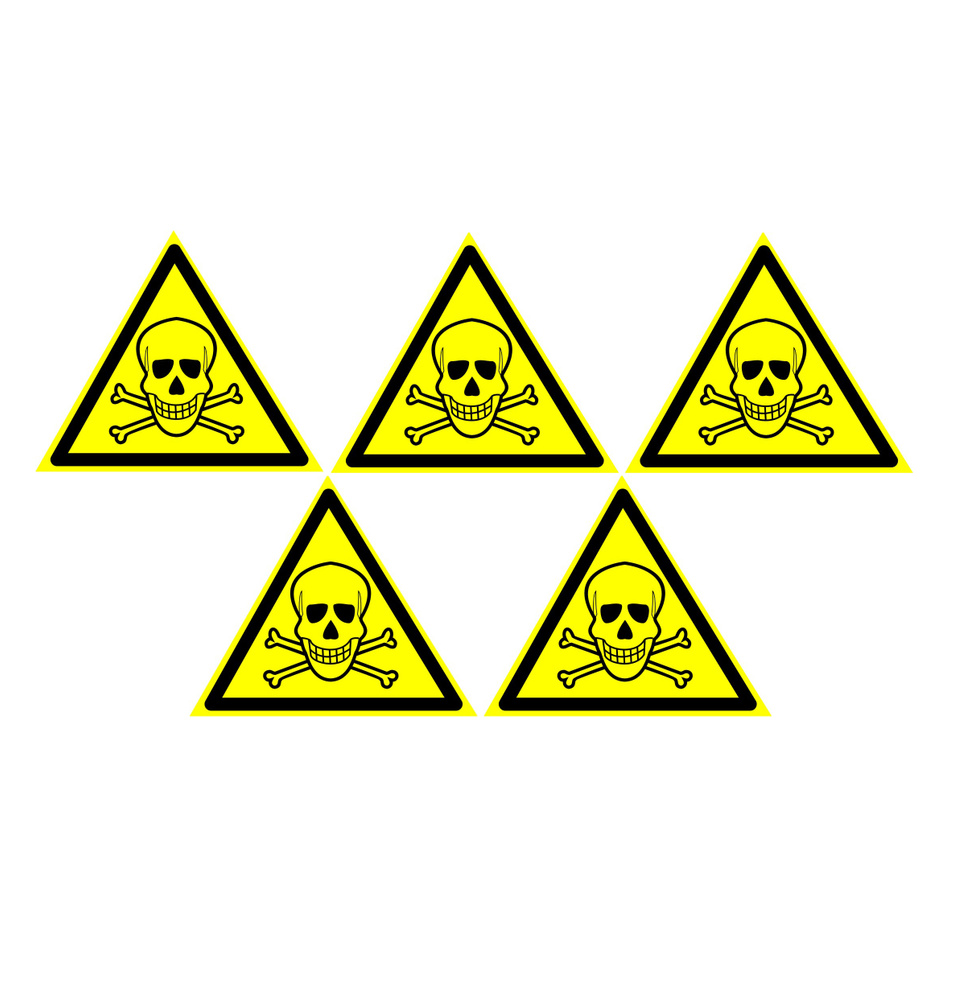 Наклейка W 03 Опасно Ядовитые вещества Размер 100х100 мм. 5 шт.  #1
