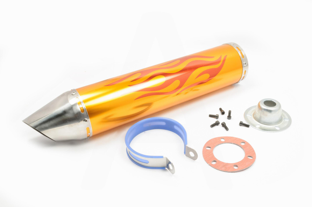 Глушитель на мотоцикл (тюнинг) L-510*100mm, крепление D-78mm (пламя ...