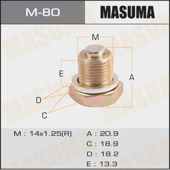 Болт слива масла M14 x 1.25 с магнитом Masuma #1