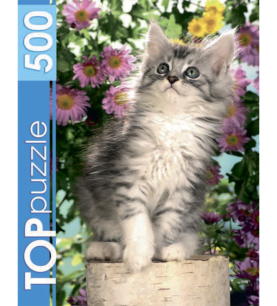 Пазл Рыжий кот TOPpuzzle "Котенок в цветах" 500 элементов. Подарок другу, девушке, ребенку на день рождения. #1