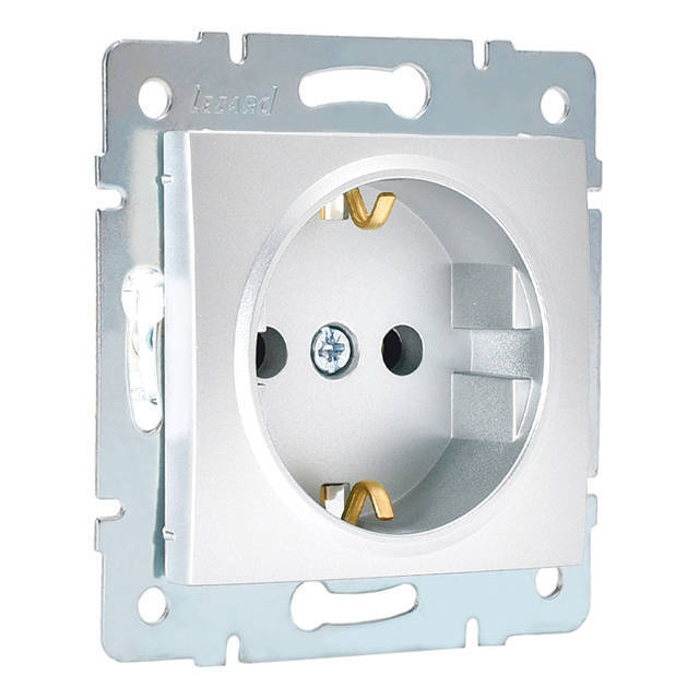 розетка 1 пост LEZARD Karina с/з б/ш 16А матовое серебро - купить по ...