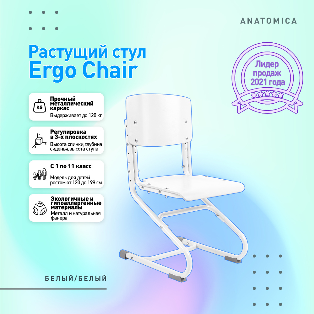 Растущий cтул Anatomica Ergo Chair белый/белый #1