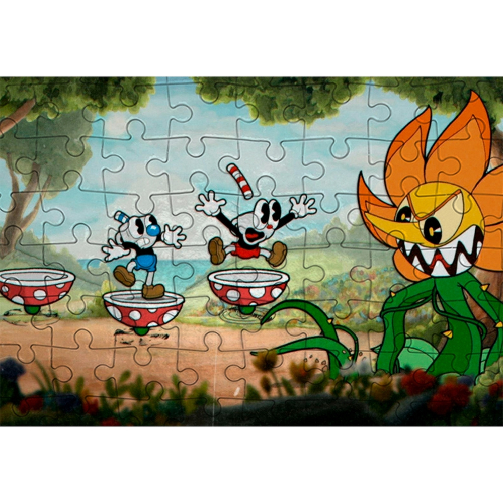 Пазл Картонный 29x20 см Cuphead (капхид, персонаж, мульт, микки маус, игра,  платформер) - 34