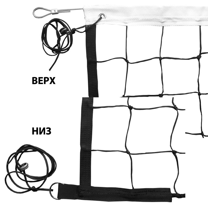 Сетка волейбольная FS-V-№6 9.5х1 м, нить 3,5 мм, стальной трос, карманы  #1
