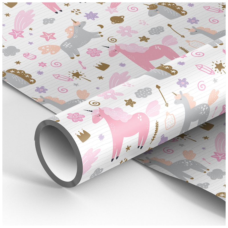 Упаковочная бумага MESHU Unicorns, глянцевая 70x100 см. #1