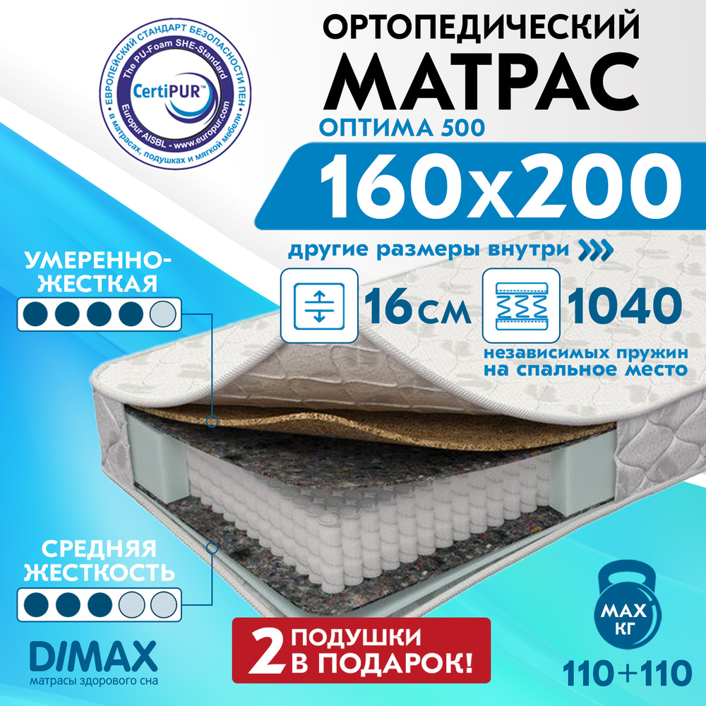 Матрас dimax оптима 500 кокос