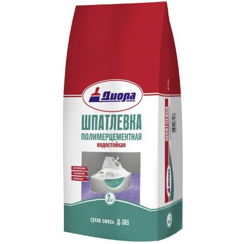 Шпатлевка полимерцементная водостойкая белая Диола 2кг д-365 купить по ...