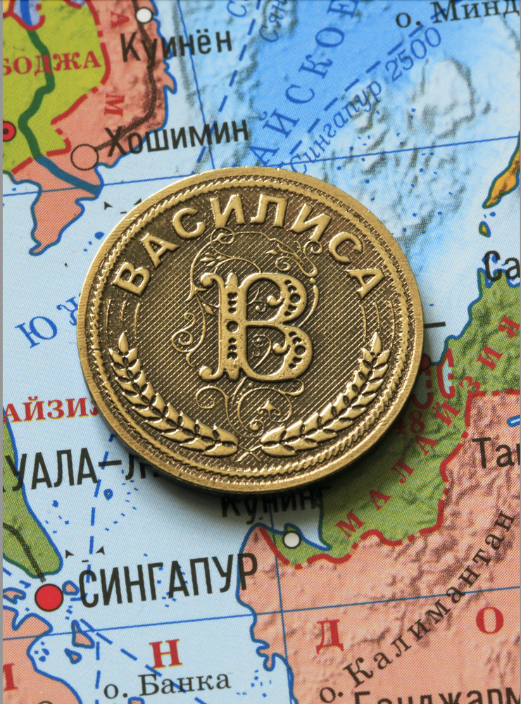 Именная сувенирная монетка в подарок на богатство и удачу для подруги, бабушки и внучки - Василиса  #1