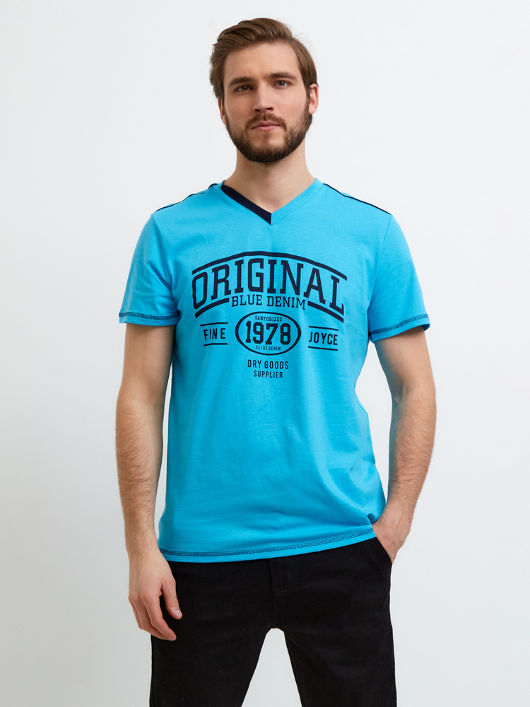 Футболка Fine Joyce, размер 56, цвет бирюзовый, 100% хлопок - купить по ...