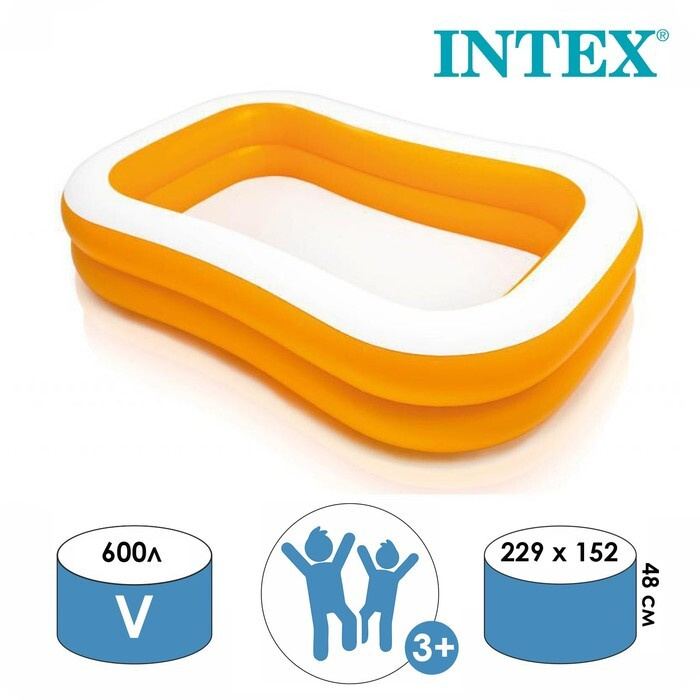 Intex, Бассейн надувной, Мандарин, 229х152х48 см, от 3 лет #1