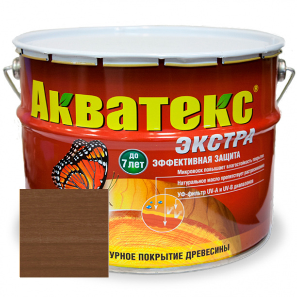 Покрытие для дерева защитное текстурное Акватекс-ЭКСТРА орех 10 л ...