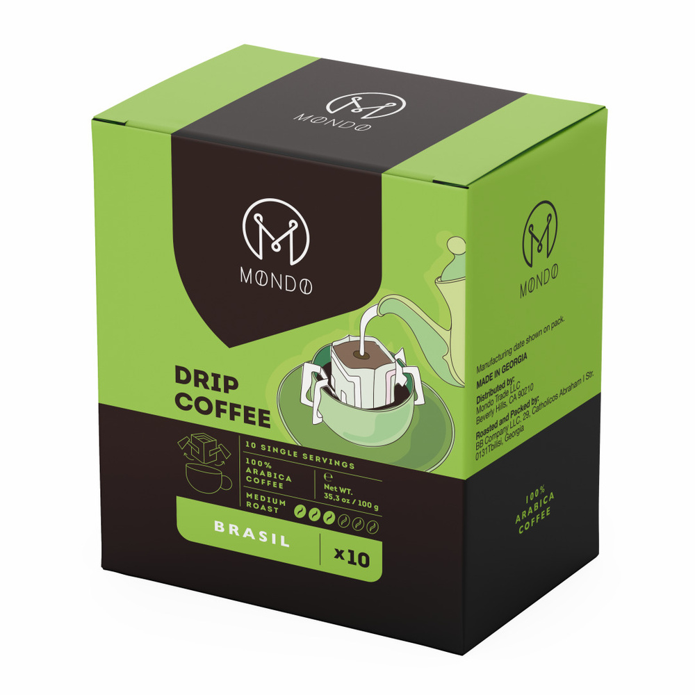 Молотый кофе MONDO BRASIL, в дрип-пакетах - Drip coffee, 10 шт. по 10 г. #1