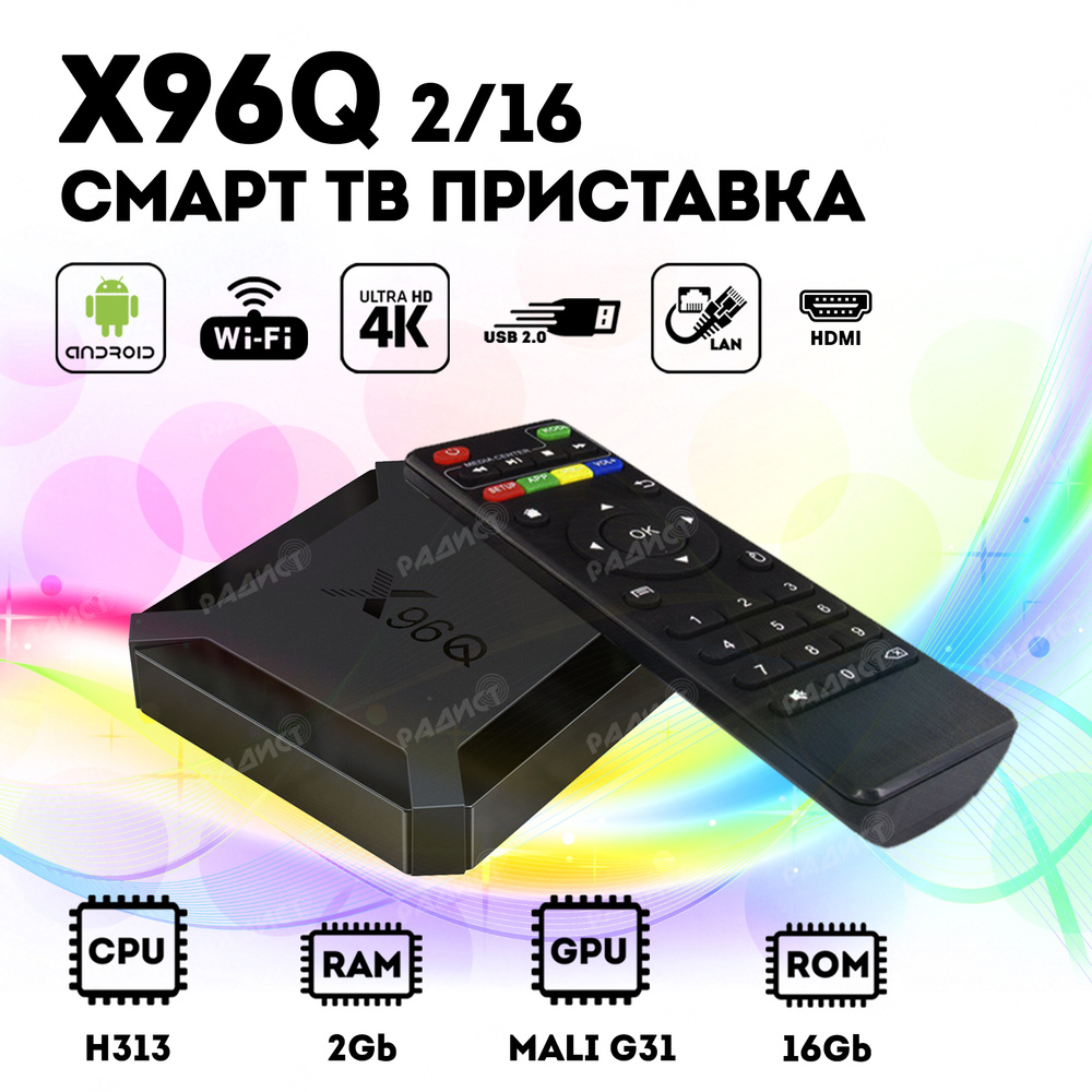 Медиаплеер X96Q, RCA, HDMI, RJ-45 Ethernet, черный, Android купить по  низкой цене с доставкой в интернет-магазине OZON (548097953)