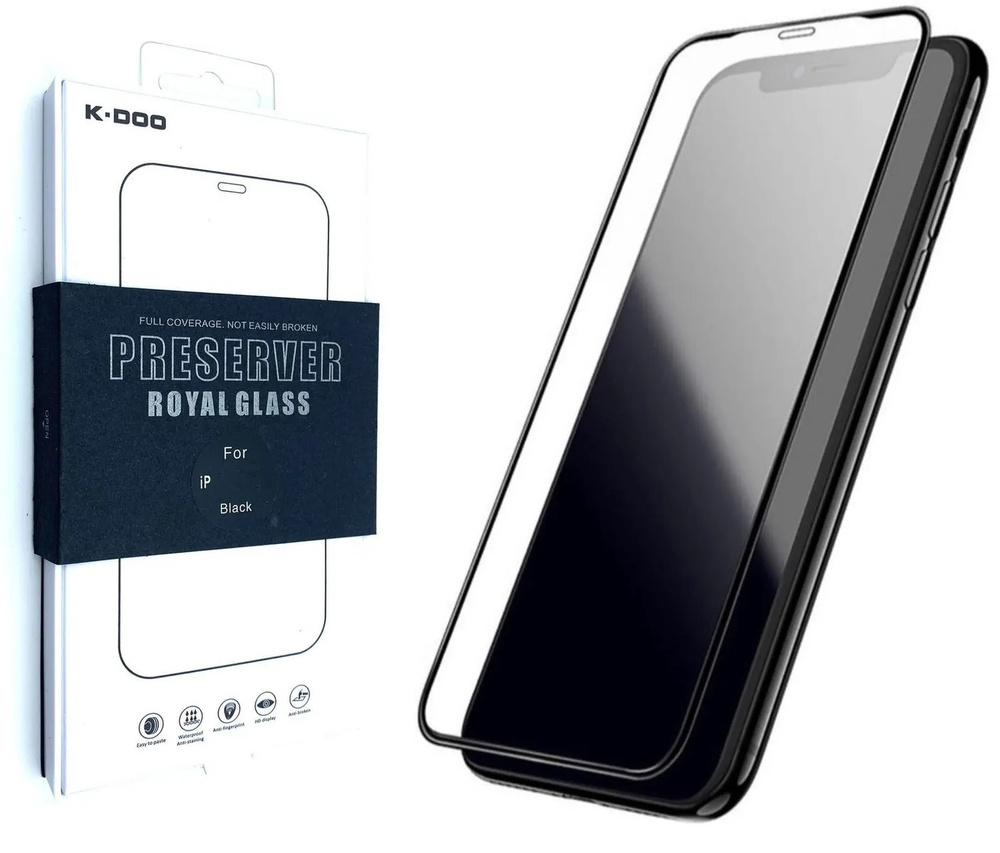 Защитное стекло 3D K-Doo Preserver для Apple iPhone 12 / 12 Pro 6.1 / Royal  Glass / Оригинальное защитное стекло 9H для смартфона Эпл Айфон /  Противоударная пленка от сколов царапин экрана -