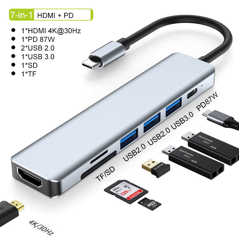 Разветвитель USB C HUB Type C на HDMI 4K Thunderbolt 3, док-станция для ...