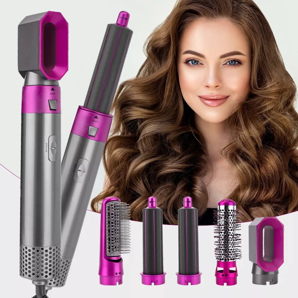 Набор для укладки волос Фен для волос профессиональный с насадками /  мультистайлер для кудрей / плойка щетка для завивки / брашинг / стайлер,  розовый - купить по выгодным ценам в интернет-магазине OZON (634282101)