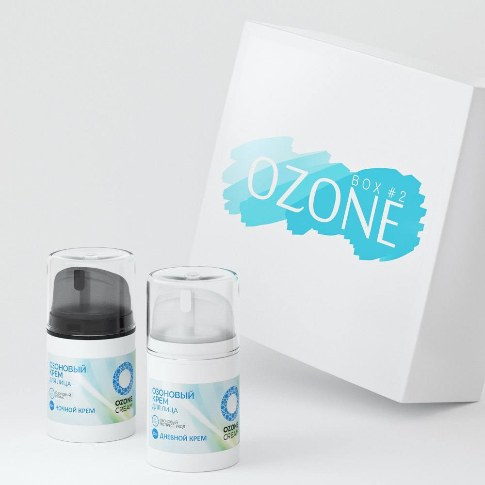 Подарочный набор для лица "Безупречно чистая кожа" OZONEBOX: дневной и ночной озоновый крем для лица. #1