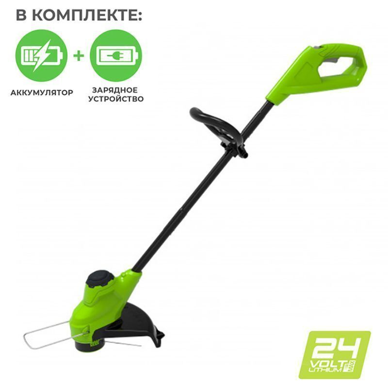 Greenworks триммер аккумуляторный 24. Триммер аккумуляторный GREENWORKS g24lt25k2 24v. Триммер аккумуляторный GREENWORKS 2107207 g24lt25 24v. Аккумуляторный триммер Гринворкс 24в. Триммер аккумуляторный GREENWORKS С АКБ 24ч.