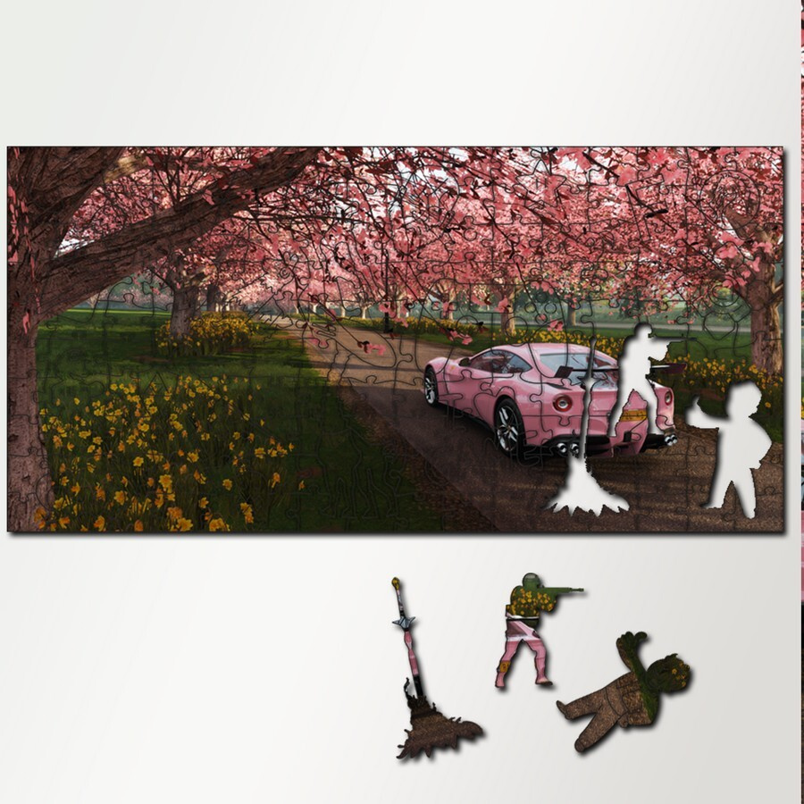 Пазл деревянный с фигурками из дерева 230 деталей 46х23 см игры Forza ...