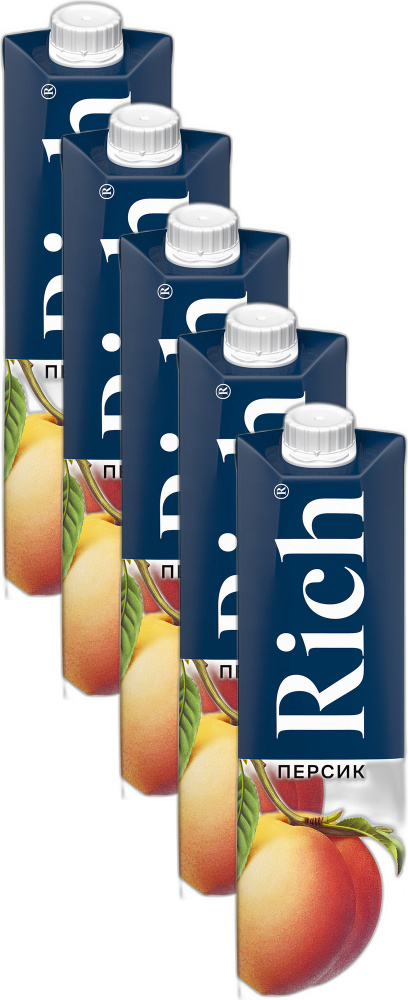 Нектар Rich Персик с мякотью 1 л в упаковке, комплект: 5 упаковок  #1