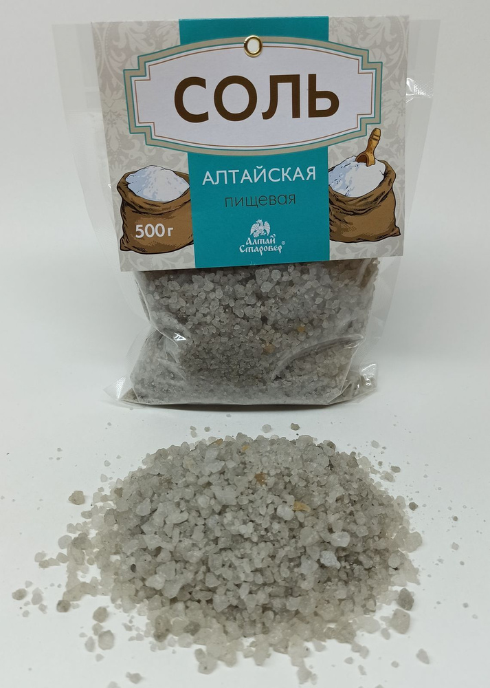 Соль алтайская пищевая (крупная, серая), 1 кг - 2 упаковки по 500 гр, Алтай-Старовер  #1