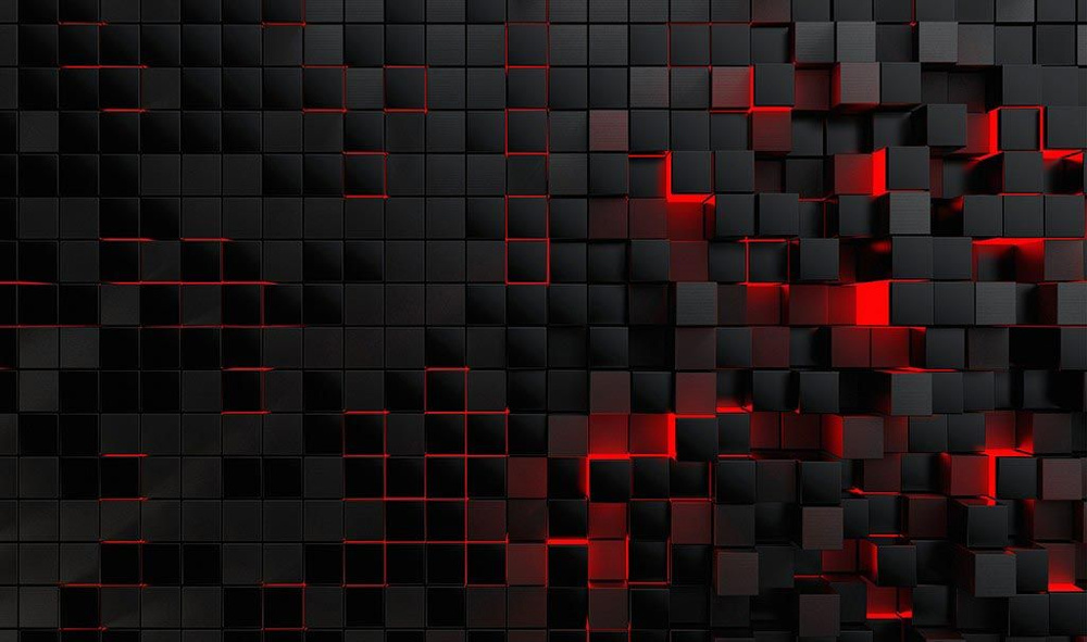Фотообои бесшовные 3д стена черные квадраты на красном В260 см х Ш441 см  Master Fresok артикул 10-884 флизелиновые, на стену, в спальню, в детскую,  в гостиную, в зал, в кухню - купить