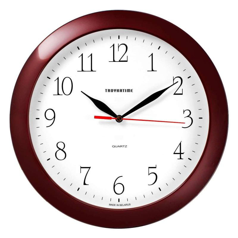 Часы настенные Troyka, диаметр 29см, кольцо пластик - бордов. 11131113 ...