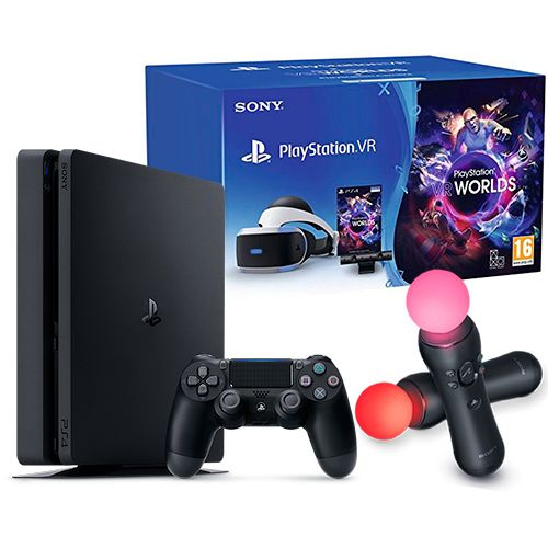 Игровая приставка Sony PlayStation 4 Slim 500 Гб + шлем PlayStation VR v.2 + Camera v.2 + PS Move + VRWorlds #1