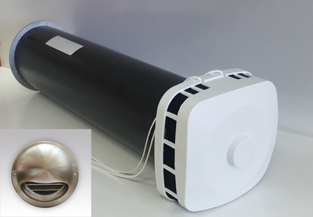 Клапан Инфильтрации Воздуха Airone КИВ-К 125 0.5м с выходом стенным из нержавеющей стали и квадратным #1