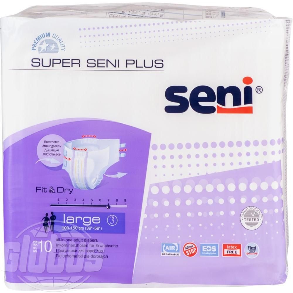 Подгузники для взрослых Super Seni Plus large 3 (100-150 см), 10 шт ...