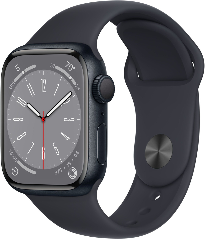 Умные часы Apple Watch Series 8 Sport , 41mm, Черный / Темная ночь Midnight  / Корпус из алюминия / Спортивный ремешок / Эпл вотч