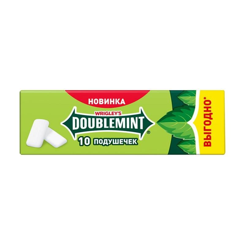 Жевательная резинка, Wrigley's Doublemint, мята, подушечки, 13,6 г.10 штук  #1