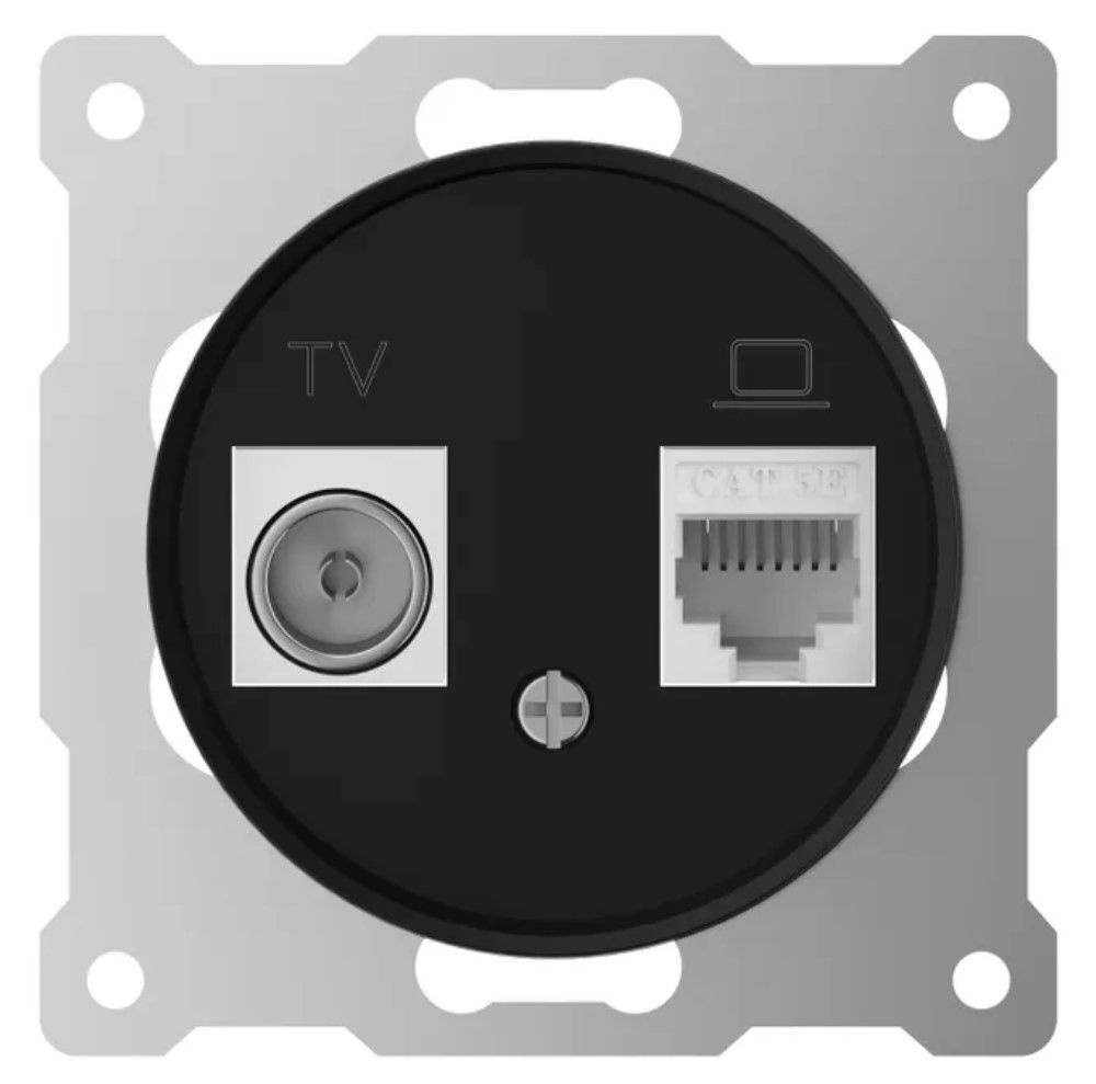 Розетка двойная антенна/компьютер TV/RJ45 кат.5e, цвет черный - купить по  низкой цене в интернет-магазине OZON (569663998)