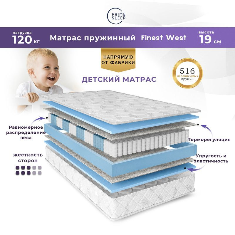 PRIME SLEEP Матрас Finest West, Независимые пружины, 70х160 см #1