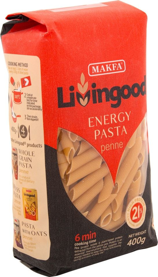Макароны Makfa Livingood Energy Pasta Penne высокобелковые 400г х 2шт #1