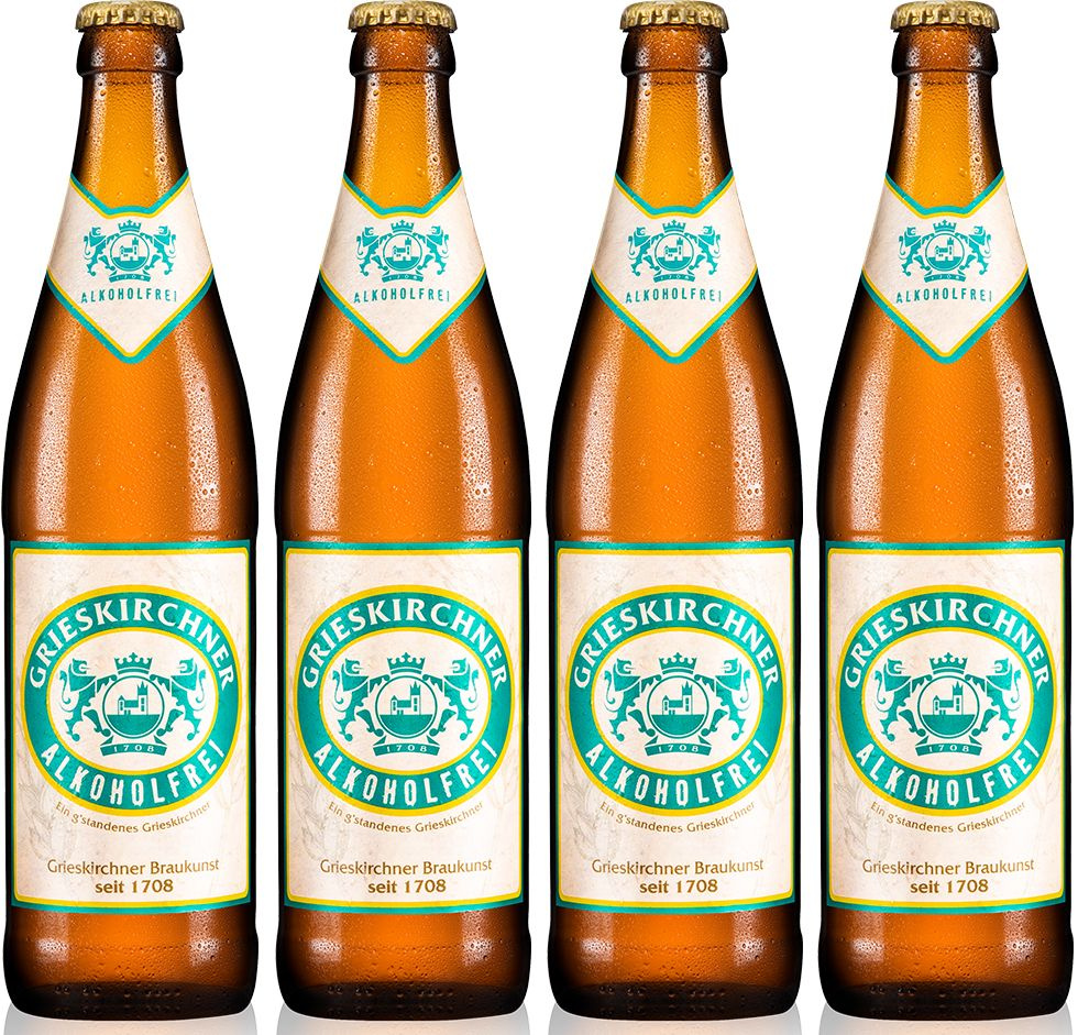 Безалкогольное пиво светлое фильтрованное Grieskirchner Alkoholfrei, 4 шт по 0.5л  #1