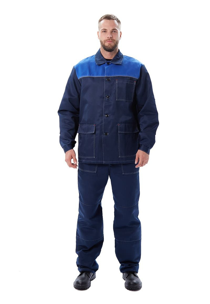 Рабочий костюм мужской "Дамаск" летний, темно-синий с васильковым  #1