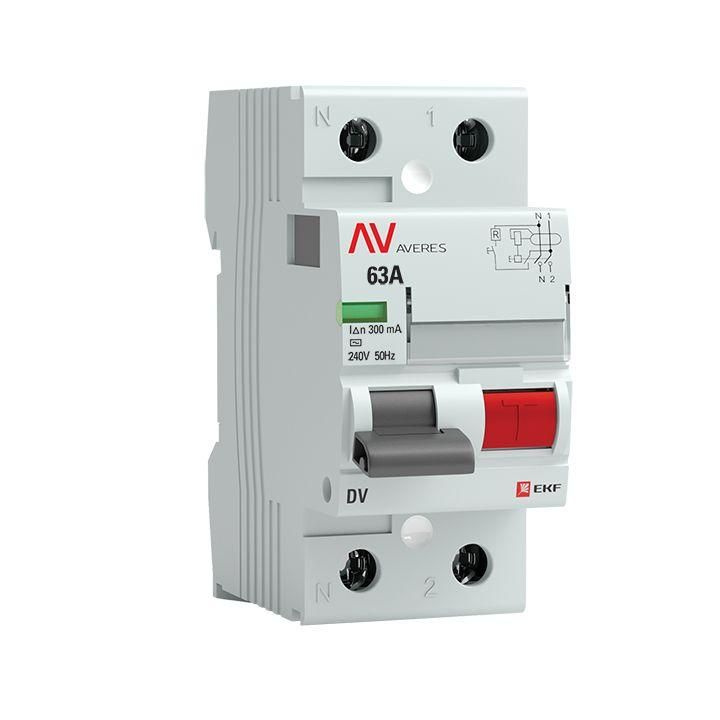Выключатель дифференциального тока (УЗО) 2п 63А 300мА тип AC DV AVERES EKF rccb-2-63-300-ac-av  #1