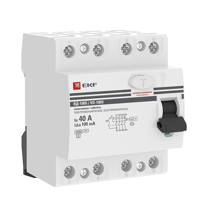 Выключатель дифференциального тока (УЗО) 4п 40А 100мА тип AC ВД-100 (электромех.) PROxima EKF elcb-4-40-100S-em-pro #1