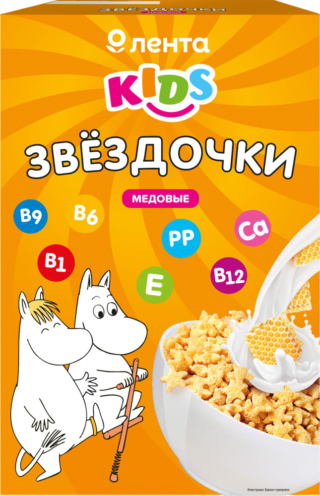 Готовый сухой завтрак ЛЕНТА KIDS Муми Тролли звездочки медовые, 370 г ...