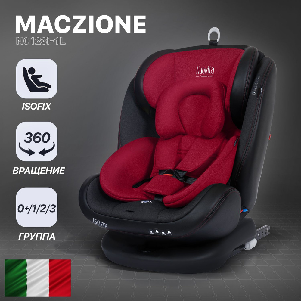 Автокресло поворотное для малыша Nuovita Maczione N0123I-1L детское,  удерживающее, автомобильное, на сиденье, креплением Isofix и якорным ремнем  Top Tether - купить с доставкой по выгодным ценам в интернет-магазине OZON  (581284013)