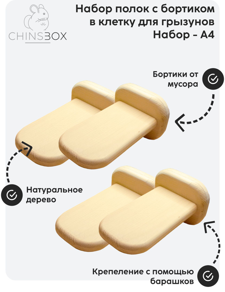 Набор полок с бортиком в клетку для грызунов A4 #1