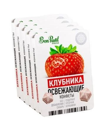 Конфеты Освежающие "Bon Pastil FRESH" Клубника 5 упаковок по 12г #1