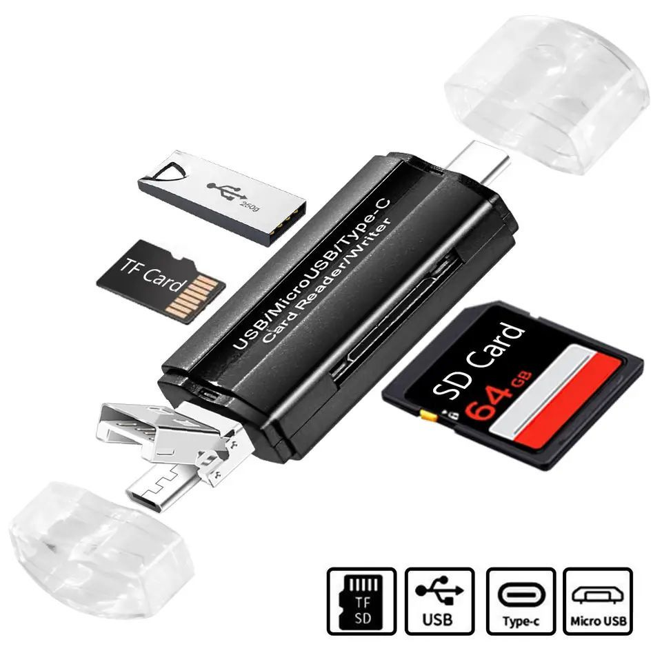 Универсальный Картридер 6 in 1 OTG USB Type-C -micro sd- usb- sd- cf -usb 2.0 #1