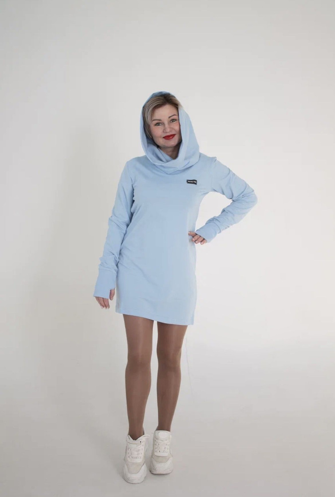 Платье Daring Girls с капюшоном спортивное с длинным рукавом короткое ...