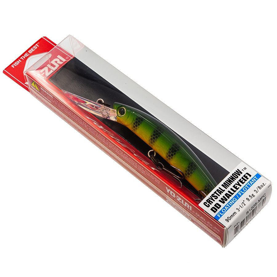 Воблер на щуку Yo-Zuri CRYSTAL MINNOW DD WALLEYE 90F R1205-MPC (90 мм, 9.5 гр, до 2 м, плавающий) / Рыболовные #1